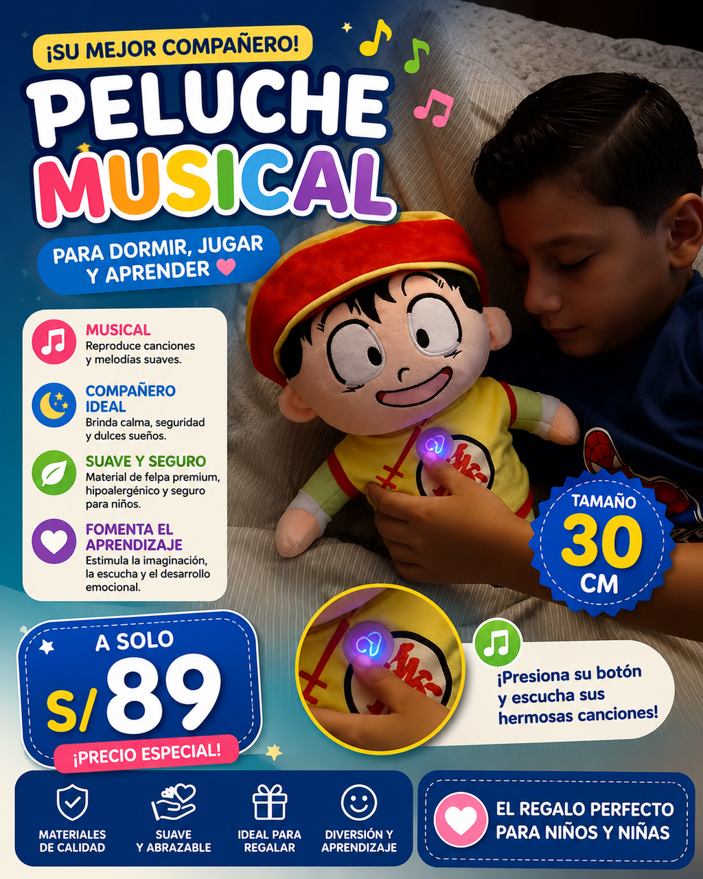 🎼peluche Gohan Musical Suave y Tierno