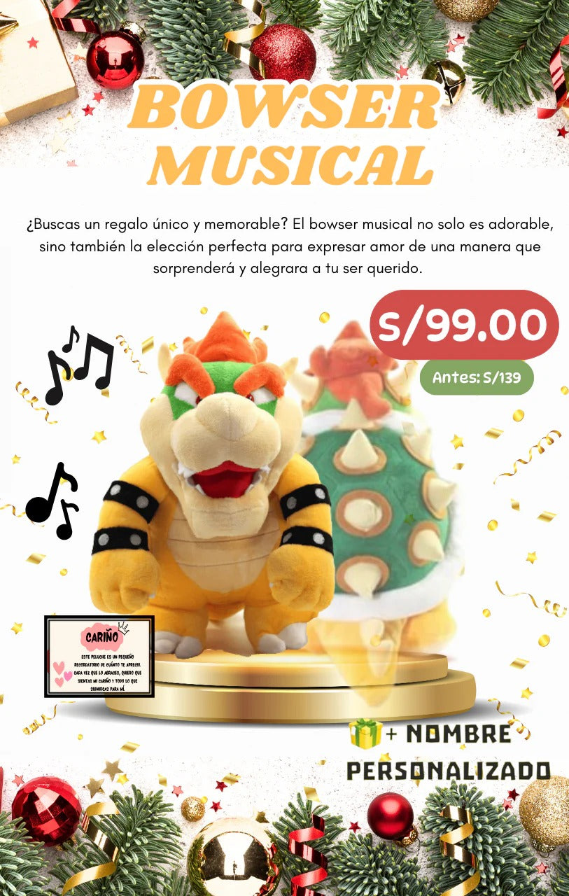 PELUCHE BOWSER + AUDIO MUSICAL