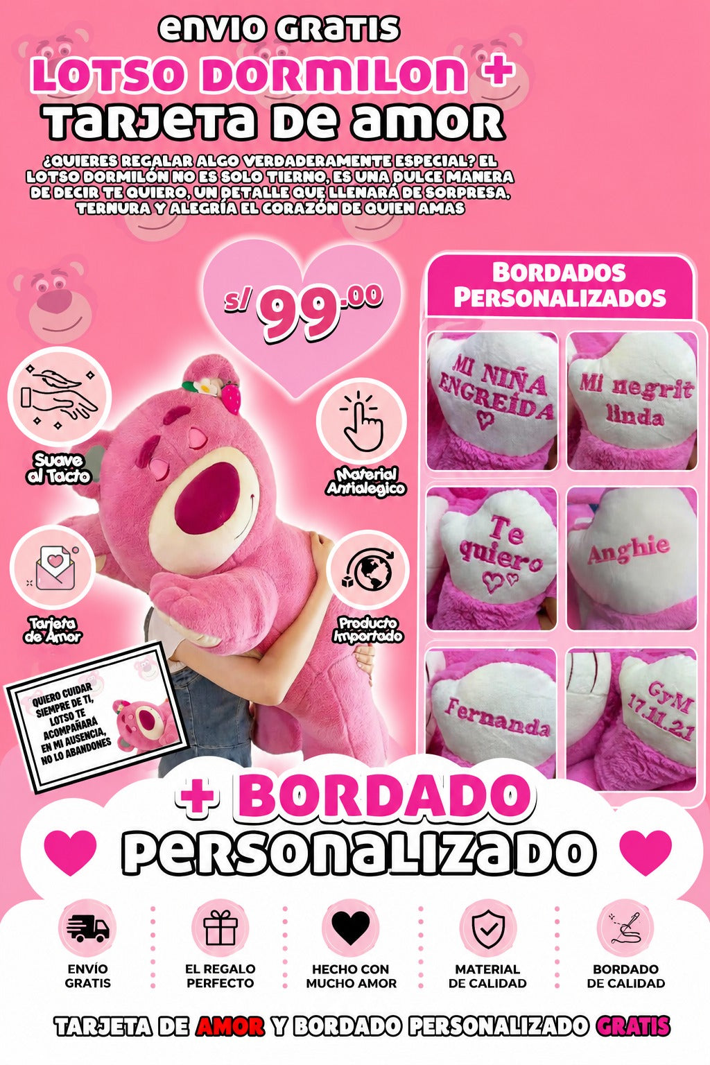 LOTSO DORMILÓN IMPORTADO + BORDADO PERSONALIZADO ❤️
